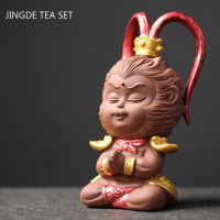 Yixing Purple Clay Tea Chinese Tea Ceremony Ornament Monkey King Statue Fish tank Decoration Home Flower Pot Decor Crafts