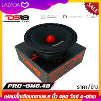 ลำโพงเสียงกลาง6.5"นิ้ว 480 วัตต์ DS18 รุ่น PRO-GM6.4ฺB โครงสร้างรวมสีดำ เฟสปลั๊กอลูมิเนียมสีแดง ว้อยส์คอย 1.5