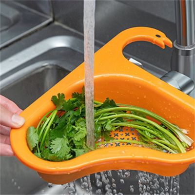 【CC】 Sink Drain Strainer Basket Household Punch-free Vegetable Washing Multi-functional Pool Triangular Filter Rack