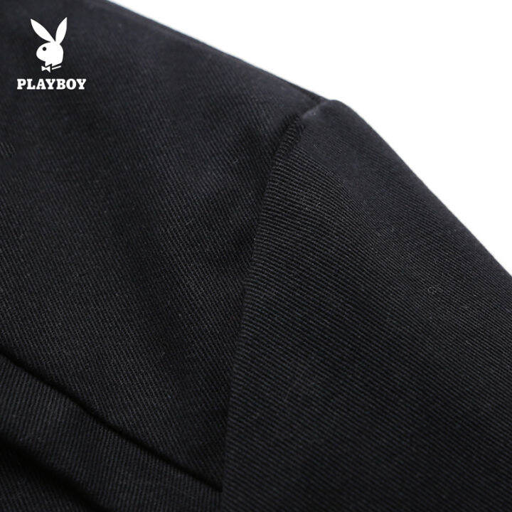 แจ็คเก็ตใหม่ของผู้ชาย-playboy-แจ็คเก็ตคอปกปักผ้าฝ้ายฟอก