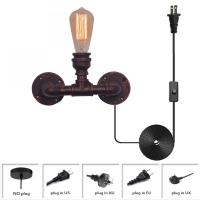 Red Rust Metal Water Style Wall Sconce,retro Wall Mounted Light Fixture, Industrial Steampunk Plug In Wall Lamp