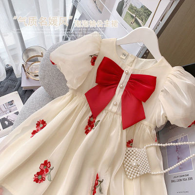 Girls French Princess Dress Summer Fashion Childrens Skirt Little Girl Sweet Bow Dress