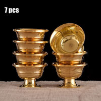 7Pcs ทองเหลือง Tantric ชามมงคล Luster Goblet ทิเบตชาม5.7ซม. ถ้วยน้ำศักดิ์สิทธิ์พุทธบ้านของขวัญเดสก์ท็อปตกแต่ง