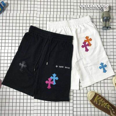 Mens personalized trendy geometric cross terry thin section breathable rubber waist elastic five-point shorts gnb