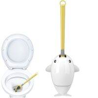 Toilet Brush And Holder Set Wall Mount Silicone Toilet Brush With Long Handle And Whale Plunger For Dead Spot And Groove Deep