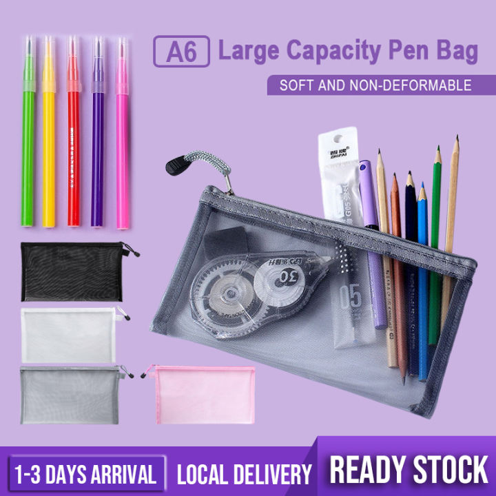 A6 Simple Transparent Mesh Pen Bag Student Creative Net Red Pen Bag Student  Special Mesh Bag for Exam 12.5*21cm