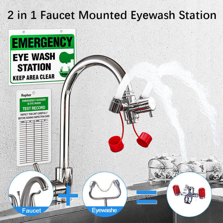 Faucet Mounted Eyewash Station Reliable First AID Emergency Eye Wash