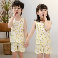 Baby Boys Girls Pajamas Summer Sleeveless Childrens Clothing Toddler Sleepwear Cotton Pyjamas Sets For Kids 2 4 5 6 7 8 9 Years