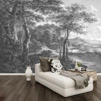 [hot]Custom Photo Wallpaper Retro Hand Painted Black And White Forest Tree Mural Living Room TV Sofa Bedroom Fresco Papel De Parede