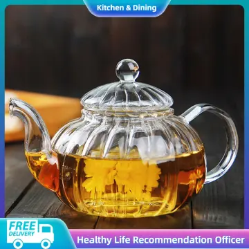 Glass Teapot with Bamboo Lid & Infuser Basket - 1.4L