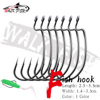 WALK FISH 50PCS ตะขอตกปลาเหล็กคาร์บอนกว้าง Crank Hook Offset Fishhook สำหรับ Soft Worm Lure Barbed Hook ตะขอตกปลาคาร์พ-anyengcaear