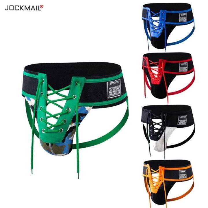 JOCKMAIL Sexy Thongs Mens Footballer Lace Up Jockstrap,3.15" Waistband
