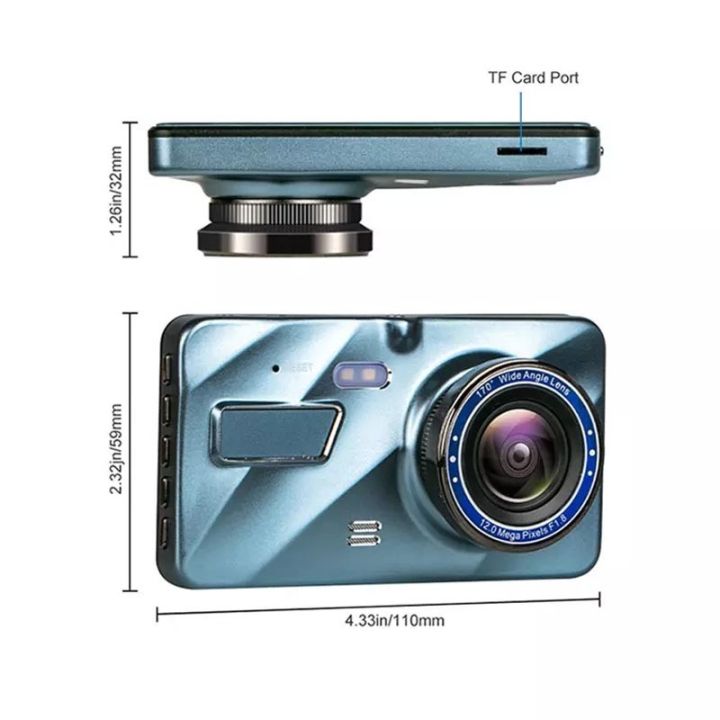 กล้องติดรถยนต์หน้าหลัง-car-dvr-dr01-จอ-4-นิ้ว-super-hd-1296p-แถม-micro-32gb