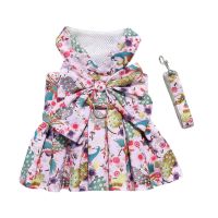 Floral Dog Cat Dress Shirt Bownot Skirt with Matching Dog Leash Pet Puppy Skirt Spring Summer Clothes Apparel Brand New Dresses