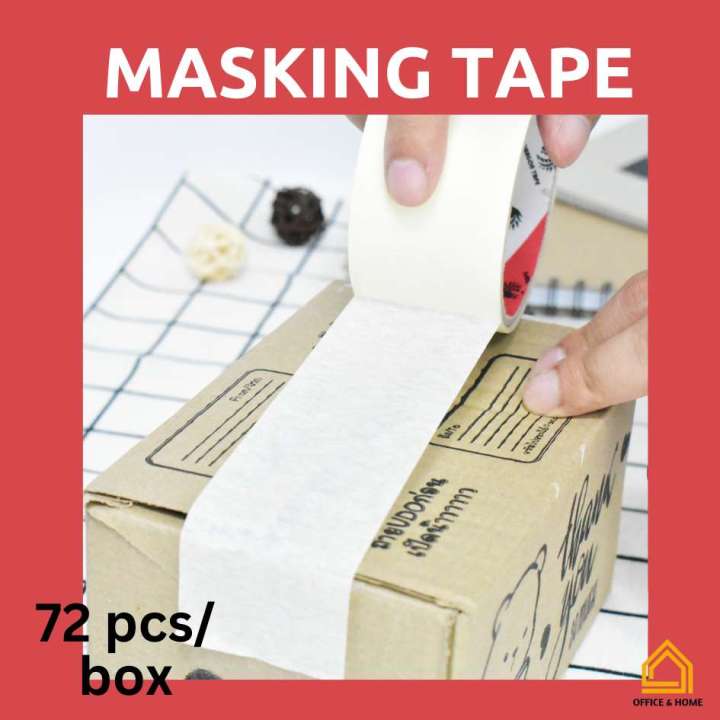 ยกลัง72-ม้วน-เทปกระดาษกาวย่น-48mm-x-45-หลา-เทปหนังไก่-เทปกาวย่น-เทปกาวฉีกได้-masking-tape