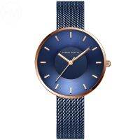 ►✉ JAPAN MIYOTA 2035 Quartz Movement Simple Design Luxury Gift Stainless Steel Band Curved Face Blue Rose Gold Watches For Women