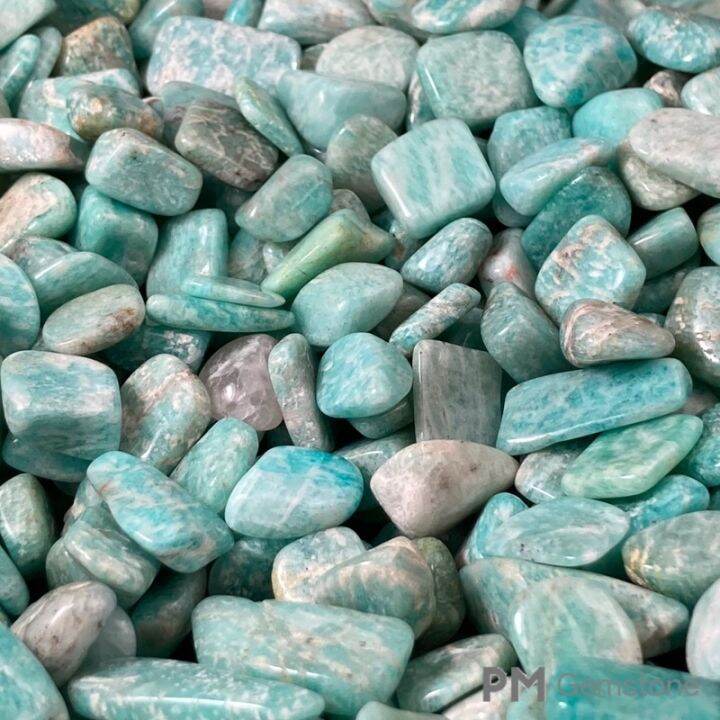AZ02 อมาโซไนต์ Amazonite หินเกล็ด ขนาดเล็ก ขัดเงา หนัก 50100 กรัม