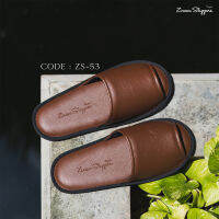 [ZS-53] Zircon Slippers - Brown Leather Slippers (สลิปเปอร์ หนังเทียม PU สีน้ำตาล) พร้อมส่ง รองเท้าในบ้าน รองเท้าในห้องนอน รองเท้าโรงแรม รองเท้าสปา