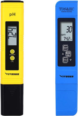 VIVOSUN pH and TDS Meter Combo, 0.05ph High Accuracy Pen Type pH Meter ± 2% Readout Accuracy 3-in-1 TDS EC Temperature Meter for Hydroponics, Household Drinking, and Aquarium, UL Certified