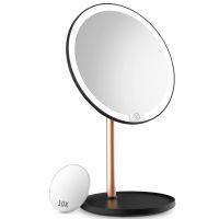 AMSIC LED Lighted Makeup Mirror with 10X Magnification Mini Mirror Detachable - Touch Sensor, 3 Color Lights Dimming, Black