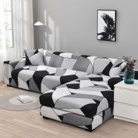 ♧ Elastic Plaid Sofa Cover Stretch Sectional Corner Couch Cover for Living Room 1/2/3/4 Slipcover L-Shaped Need Buy 2Pieces