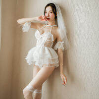 Sexy Lingerie Sexy Mesh Bride Seductive Set Strap Passion Transparent Uniform Womens New White Wedding Dress