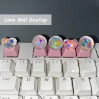 （Miss qis keycap）ที่ครอบคีย์บอร์ดคริสตัลพังก์เลิฟบอลสาวน่ารักสีชมพูกระดุมใส R4ปุ่มกดคีย์บอร์ดเครื่องกล ESC