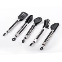 Silicone BBQ Grilling Tong Stainless Steel Food Clip Non-slip Cooking Clip Salad Bread Serving Tools Kitchen Accessories Gadget Cooking Utensils