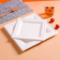 50Pcs Degradable Square 6810นิ้วกระดาษทิ้งแผ่นหนาถาดเค้กสำหรับเบเกอรี่บาร์บีคิว Party Tableware ผลไม้ขนมขบเคี้ยวถาด