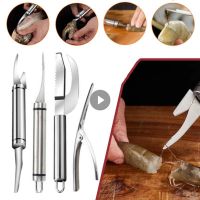 304 Stainless Steel Shrimp Opener Shrimp Line Remover Fish Scale Peeler Cleanning Tool Kitchen Gadgets Prawn Deveiners Knife