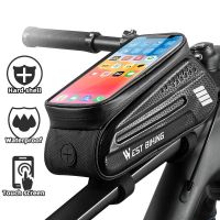 2023✉♝ WEST BIKING Bicycle Bag 7.0 Inch Phone Bag Waterproof Front Frame Cycling Bag Sensitive Touch Screen MTB Road Bike Bag