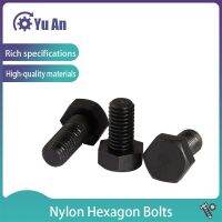 DIN933 Black Plastic PA66 Nylon Outer Hexagon Bolt M4M5M6M8M10M12 GB5783 10PCS Nails Screws Fasteners