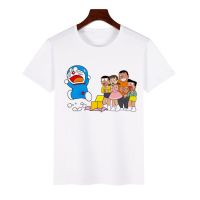 2023 NEWwmgfz Doraemon Short-Sleeved t-Shirt Cute Cartoon Tinkerbell Print Round Neck Top Men Women Clothes Couple Fashion Shirt