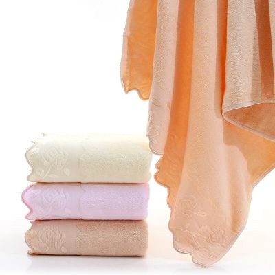 70x140cm 100% Cotton Bath Towel Rose Pattern Lace Soild Color Home Bathroom Soft Comfortable