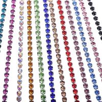 hotx【DT】 1Meter 2-4mm Rhinestone Close Chain Trim Sew-On Glue-On Cup Rhinestones for Garment Accessories SS6-SS12