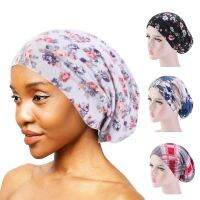 ◘ Women Cotton Floral Print Baggy Hat Double Layer Satin Lining Soft Night Sleep Cap Ladies Elastic Headwrap Hair Care Chemo Cap