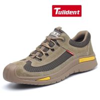 CODwumei04 Tulldent Men Safety Shoes Steel Toe Anti-puncture Lightweight Breathable Safety Boots in Brown