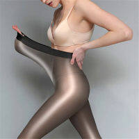 60D Plus ขนาดผู้หญิงเซ็กซี่น้ำมัน Glossy Tights One Line Crotch น้ำมันเงาโปร่งใสถุงน่องสูงเอวไนลอน Pantyhose