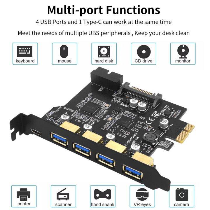 tishric-type-c-usb-3-2-gen1การ์ด-pcie-ตัว1x-pcie-ไปยัง-usb-3-2-19นิ้ว-type-c-อะแดปเตอร์ตัวขยายการ์ดอะแดปเตอร์ตัวแปลง-usb3-2การ์ดต่อคอนโทรลเลอร์-pci-e-อะแดปเตอร์-fjk3825