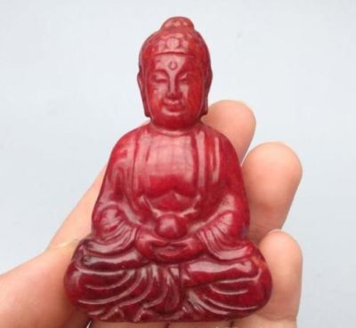 Chinese Collection Archaize Red Jade Sakyamuni Buddha Statue Exquisite Small Statues