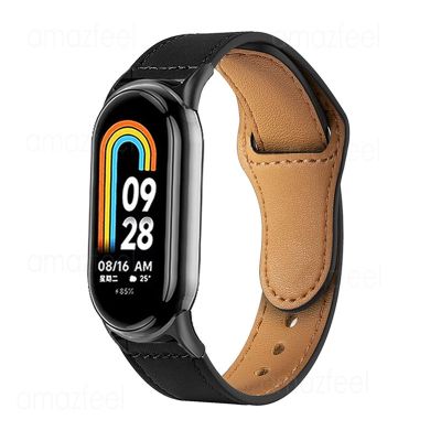 ☽ For Xiaomi Mi Band 8 Leather Watch Band for xiaomi band 8 Bracelet Correa for xiaomi mi band 8 Wristband Belt for miband 8 Strap