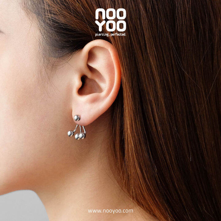 nooyoo-ต่างหูสำหรับผิวแพ้ง่าย-ball-ear-jacket-surgical-steel