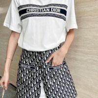 【Top Grade】Summer T-shirt Dress Chest Patch Knitted Jacquard Ribbon+Jacquard Pocket Half Dress Set