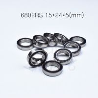 6802RS 15x24x5(mm) 10pieces free shipping bearing ABEC 5 6802 6802RS chrome steel rubber sealed bearing Thin wall bearings