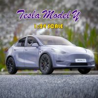 【MagicT】1:24 Scale Tesla รุ่น Y สังกะสีโมเดลรถอัลลอย W/ Light &amp; Sound &amp; ดึงกลับผลของเล่นดายคาสต์ของขวัญคอลเลกชันตกแต่งสำหรับชาย