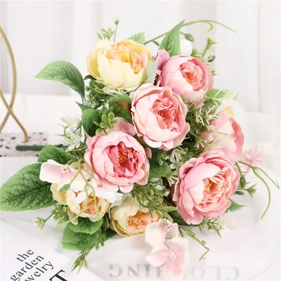 Christmas Floral Wreath Silk Flower Centerpiece Fake Flower Arrangements Artificial Wedding Flowers Bridal Bouquet Decorations