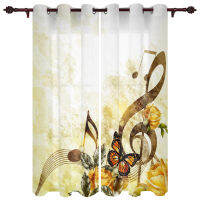 Music Girl Musical Notes Kitchen Curtain Kids Bedroom Living Room Balcony French Windows Curtain Fabric Pergola Bathroom