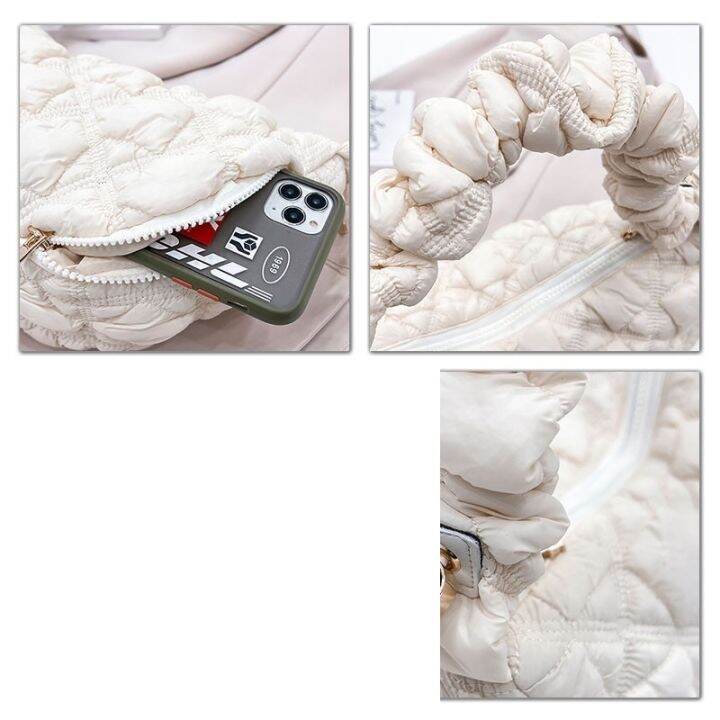 ganzha3965-mousoon-soft-bag-หญิงลําลองน้ําหนักเบา-กระเป๋าโฮโบ-ทรงก้อนเมฆ-แนวเกาหลี-ที่ห้อย-กระเป๋าสะพายข้าง