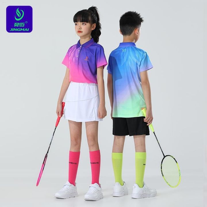 jingmai-ชุดชุดกีฬาแบดมินตันสำหรับเด็ก-เสื้อผ้าฝึกซ้อมเสื้อผ้าเทนนิสโต๊ะเด็กแห้งเร็วกระโปรงเทนนิสกีฬาทันสมัย