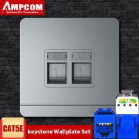 AMPCOM Keystone Jack Package,86มม. Faceplate พร้อม CAT5E 1Gbps UTP Keystone Jack,ไม่ต้องใช้เครื่องมือ Punch-Down โมดูล Coupler ชุดแผ่นผนัง